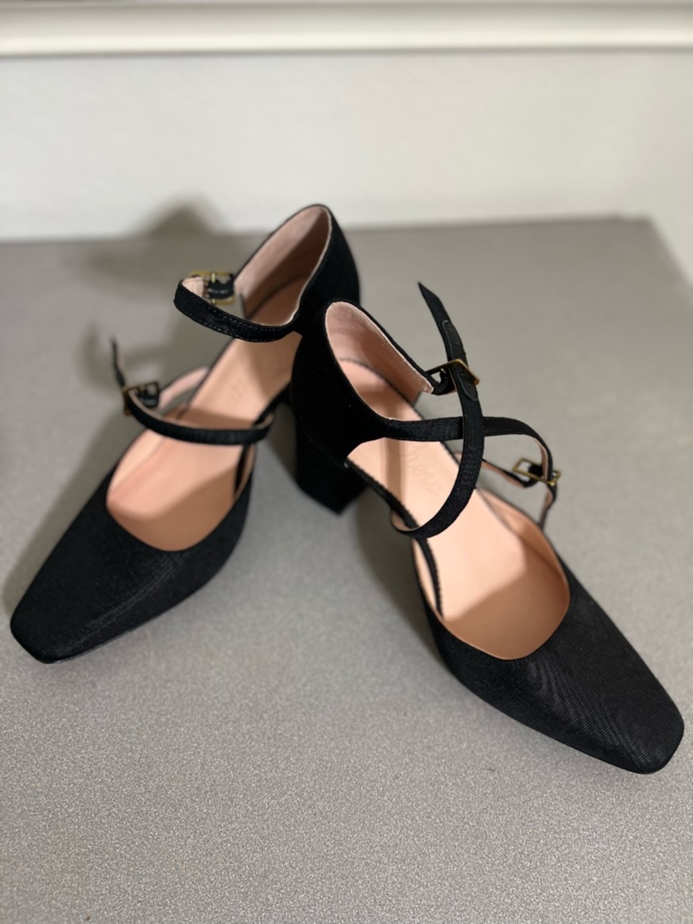 J. Crew Black Cross-Strap Block Heel Pumps (Prom, Grad, Wedding)